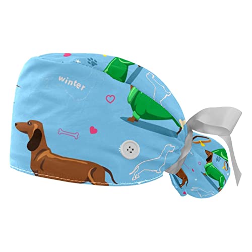 Casquette de travail respirante JDEZ lot de 2 couvre-chefs bouffants imprimé chien