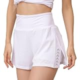 [SLINX] スポーツウェア ダンスウェア ヨガパンツ ポケット付き スカート ヨガ ショートパンツ レディース 夏 涼しい 通気 速乾 かわいい プリント 体型カバー Aライン ジム ゴルフ テニス ランニング きれいめ YDQ02 (JP, アルファベット, L, ホワイト)