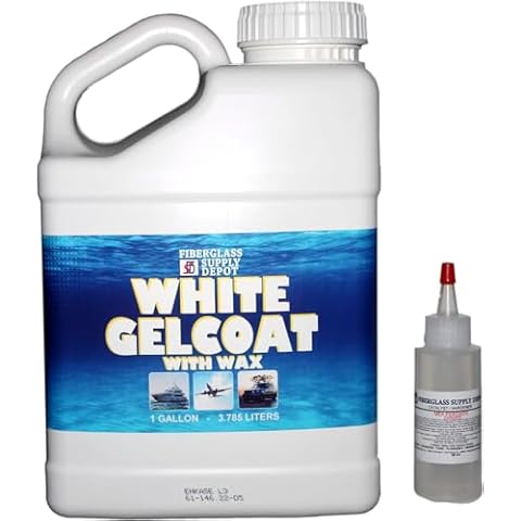 Fiberglass Supply Depot White Gelcoat with Wax Interior or Exterior - Gallon with 60cc Hardener (MEKP) Cover