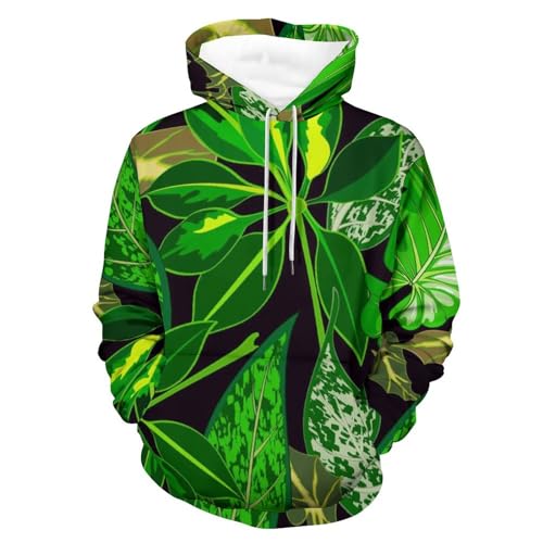 Sweat à capuche plantes vertes UMENG unisexe taille S pour homme et femme