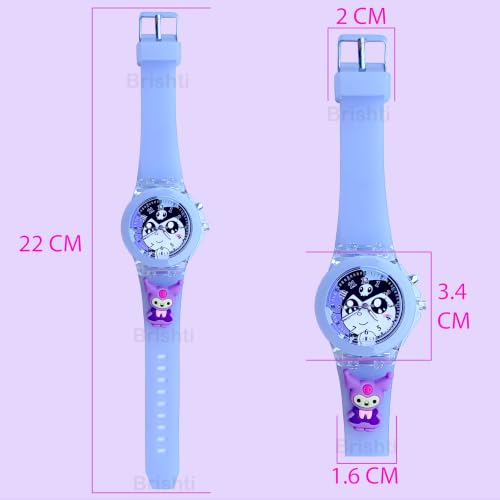 Image of Brishti 3D Cartoon Character Multicolored Glowing Digital Light and Girl's Analogue Wrist Watch | Unique 3D Cute Cartoon Character on Strap | Soft Silicone Strap | Suitable for Age 3-12 Year Kids