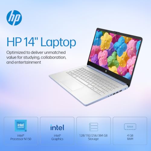 Image of HP 14 inch HD Student Business Laptop, Intel N150, 4GB RAM, 384GB Storage