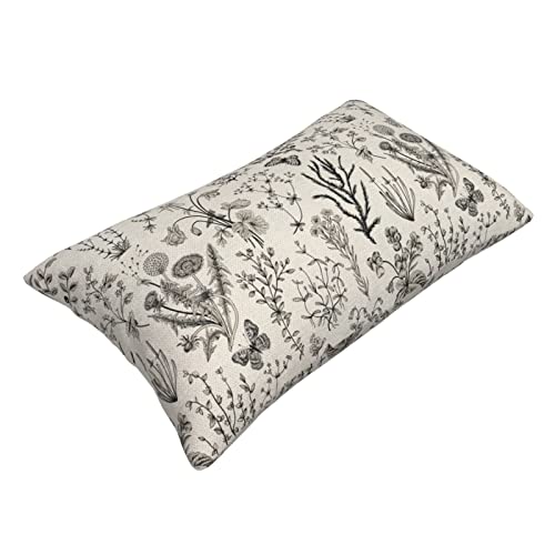 Image of AEIOAE Spring Pillow Covers 12x20 Inch Set of 2,Black Gray Wild Flower Plant Throw Pillows Case,Seasonal Floral Outdoor Decorative Linen Farmhouse Decor Cushion Covers for Home Sofa Bed Couch