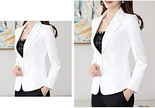 ECOCOZY Blazer Feminino De Manga Comprida Com Um Botão Shrug Suit Lapela Plus Size Work Blazer (Bran