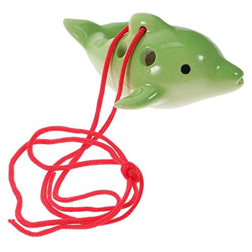 SUPVOX Ceramic Ocarina 6-hole Dolphin Design Portable Wind Instrument for Practice Random