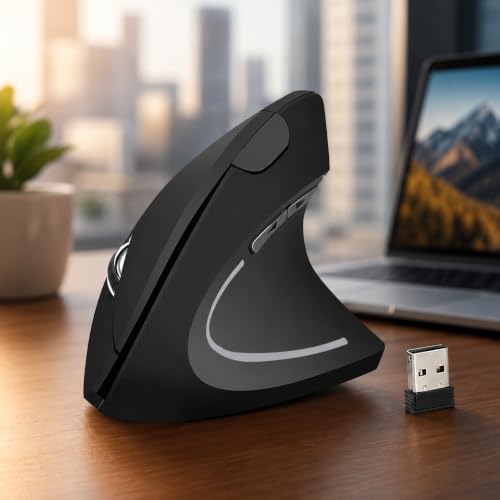 Mouse Ergonômico Sem Fio Vertical Recarregável Silencioso RGB - R...
