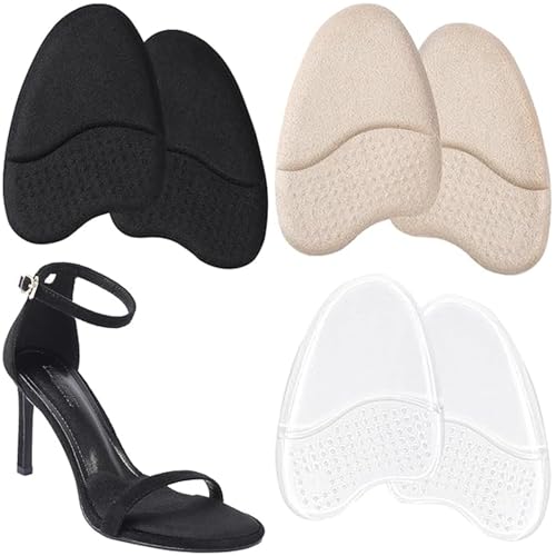 つま先 インソール 3色 6枚 ハイヒールインソール 中敷き 足裏保護パッド 靴の サイズ 調整 クッション性 衝撃吸収 圧力分散 滑り止め 爪先 インソール