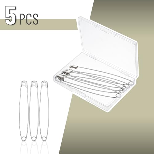 image for Mr. Pen- Extra Large Safety Pins, 5 Inch, 5 Pack, Silver, Nickel Plate