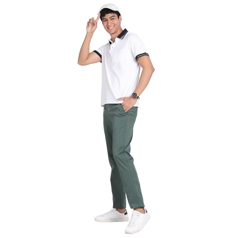Image of Turtle Men Cotton Stretch White Plain Polo Neck Half Sleeve Casual T-Shirt