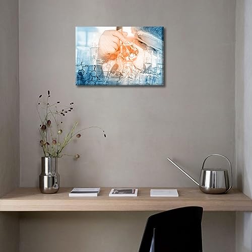 Image of Scientist and Test Tubes Laboratory Concept Framed Wall Art 1 Panels Science and Medical Art Prints Laboratory Prints for Wall Decor Giclee Gallery-Wrapped Posters and Prints (12 inch Wx18 H)