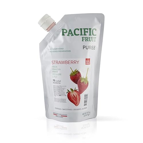 Pacific Fruit Püree Erdbeere 1kg Fruchtpüree zu 100% aus Erdbeeren ohne Zusätze & Konservierungsstoffe perfekt als Erdbeermus zum Backen für Kuchen Torte Biskuitrollen & Iced Matcha Latte (1) (1)