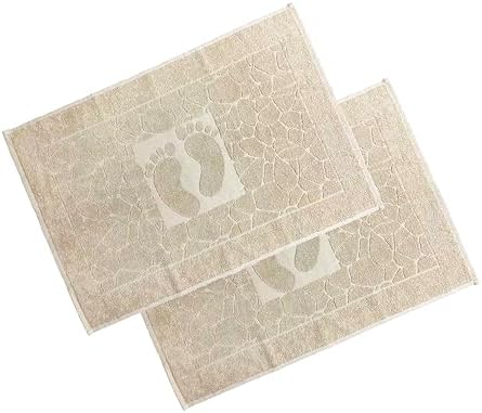 Ilkadim 2x Badvorleger 50x70cm - Baumwolle Duschmatte Mit Füße-Motiv