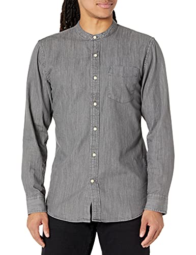Goodthreads Men's Slim-Fit Long-Sleeve Band-Collar Denim Shirt
