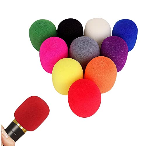 Norhogo Confezione da 30 coperture per microfono in schiuma palmare, Addensare Filtro Anti Pop per Performance, Studio, Karaoke, DJ - 10 Colori, copertura in spugna antivento