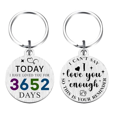 Laluminter 10 Ten Years Yrs Anniversary Marriage Gifts - 10th Wedding Anniversary Presents Keychain for Him Husband Men Women Wife Cover