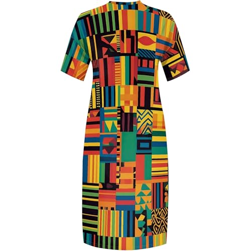 Image of SUZONANA Plus Size Dresses for Curvy Women African Print American Dress Summer Outfits Casual Loose with Pocket