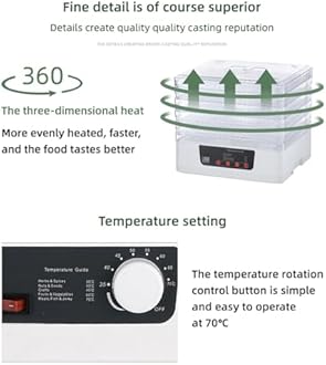 Electric Food Dehydrator with 5 Trays, 350W Food Dryer Fruit Drying Machine for Creating Fruits, Meat, Fish, Vegetables Beef Jerky Preserver, Adjustable Temperature 35-70℃
