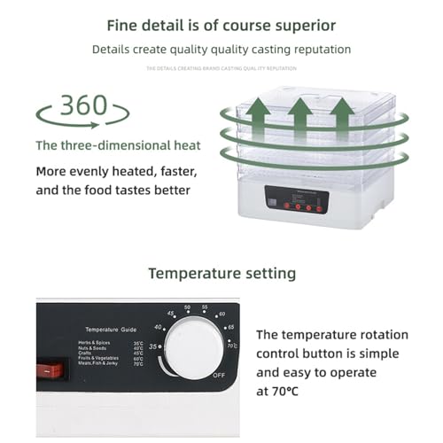 Electric Food Dehydrator with 5 Trays, 350W Food Dryer Fruit Drying Machine for Creating Fruits, Meat, Fish, Vegetables Beef Jerky Preserver, Adjustable Temperature 35-70℃
