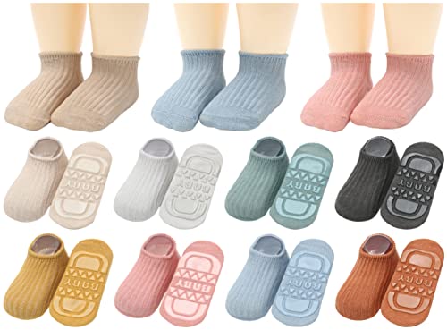 Image of QandSweet Baby Toddler Non-Slip Socks Unisex Boy Girls' Socks Non-Skid Grips Ankle Sock