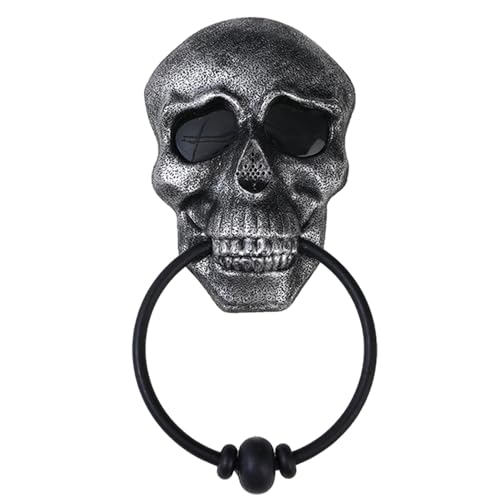 Campainha de caveira de Halloween com olhos iluminados | Cabeça de esqueleto realista, som | Decoraç
