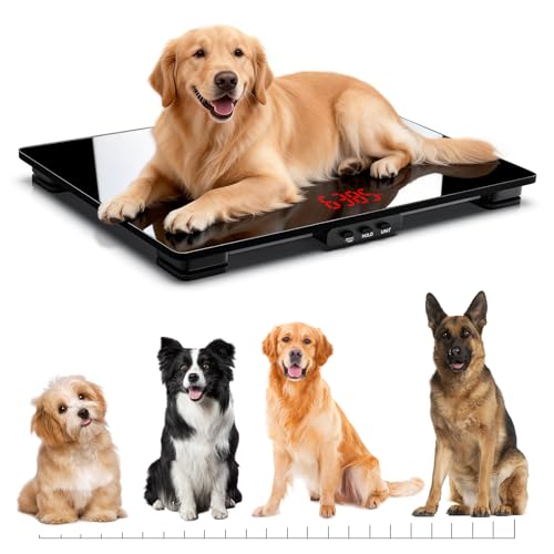 Dog Scale, 220lb Max / 0.01lb Accuracy Pet Scale, 25.6" x 17.7" Wide Platform Dog Scales for Large Breed, Built-in Smart Hold &amp; Tare Function, 3 AAA Batteries Included