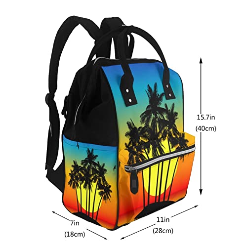 Sac à langer grande capacité imprimé tropical au coucher de soleil - 2