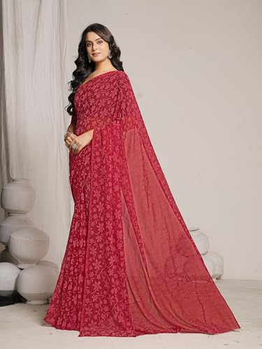 Image of Garden Vareli Lock Chiffon Floral Saree