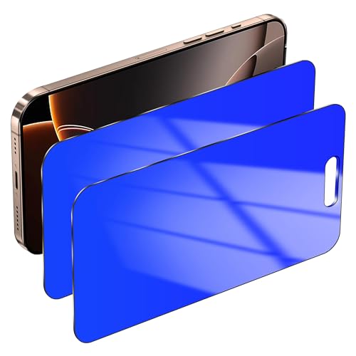 Image of 2 Pack Privacy Screen Protector for iPhone 16 Pro Max Tempered Glass Anti-Spy 16ProMax Anti Bluelight Gradient Colorful Easy Installation Frame Full Coverage Anti-Scratch (6.9 inch Blue)