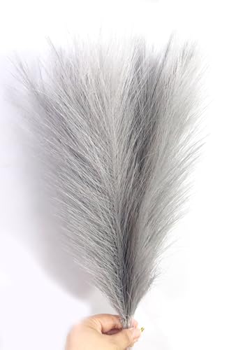 15 PCS Artificial Reed Flowers Fake Grass 15.7 Inch Tall Onion Grass Artificial Pampas Grass Greenery Floor Plants for Room Office Garden Indoor (Light Gray)