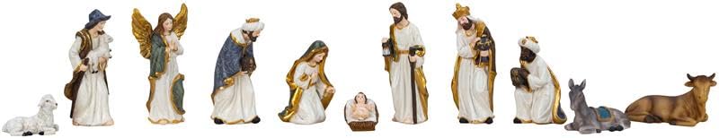 Geschenkestadl Krippenfiguren 11-teiliges Set Krippe Figuren 4-13cm Weihnachtsdekoration Krippendekoration Deko
