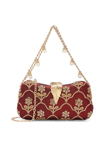 Image of TOOBA Handicraft Clutch Purse For Women with Sleek Design Embroidered Clutch| Trendy Stylish Bridal, Party, Wedding Sling Bag