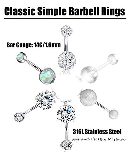 Fibo Steel 12 Pcs 14G Stainless Steel Belly Button Rings For Women Navel Barbell Body Jewelry Piercing #TOP4