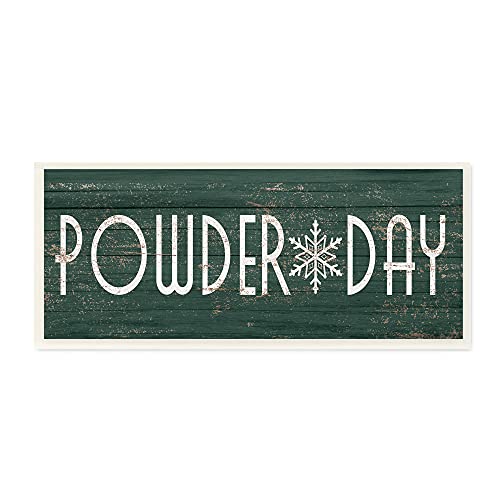 Image of 'Powder Day Phrase Snowflake Typography Ski'| Wall Plaque Art | Stupell Industries | 17 x 7 Inches, Easy to Hang and Sturdy, Made in USA, by Lil' Rue