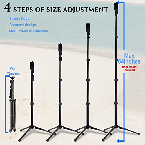 Phone Tripod Stand Selfie Stick 64 Inch Aluminum Alloy With Wireless Remote Video Record/Photography/Live Streaming Compatible With Iphone 14 13 12 11 Pro Xs Max Xr X 8 7 6 Plus, Android Samsung #TOP2