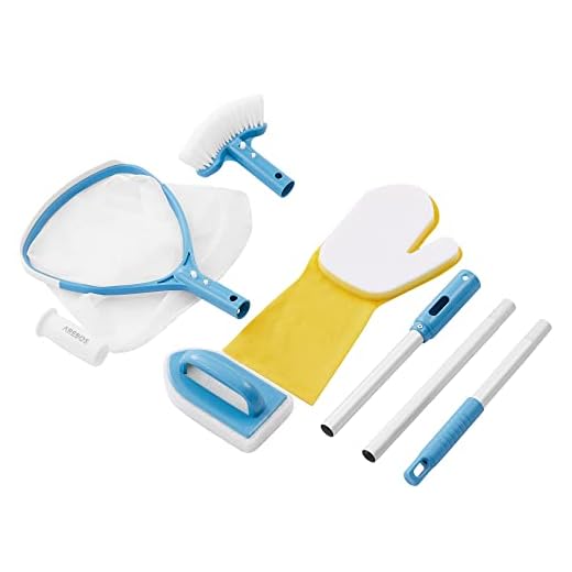 Arebos Spa Kit De Limpieza De Piscinas | Kit De Mantenimiento De Piscinas De 5 Piezas | Juego De Mantenimiento De Accesorios De Bañera De Hidromasaje Completo Con Red De Desnatador, Cepillo De Esponja