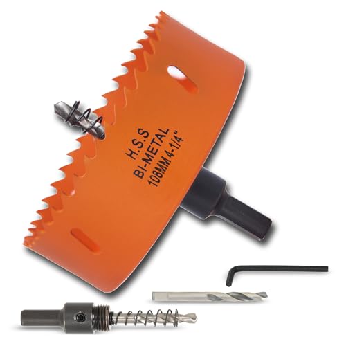 VIKITON 4-1/4 inch Hole Saw for Wood Metal Plastic & Drywall with Arbor
