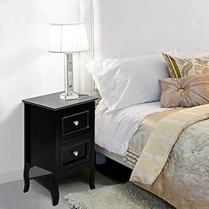 Black wood nightstand set of 2 2 drawer bedside tablecountry style wood side end table for bedroomliving roomoffice  urban country home decor