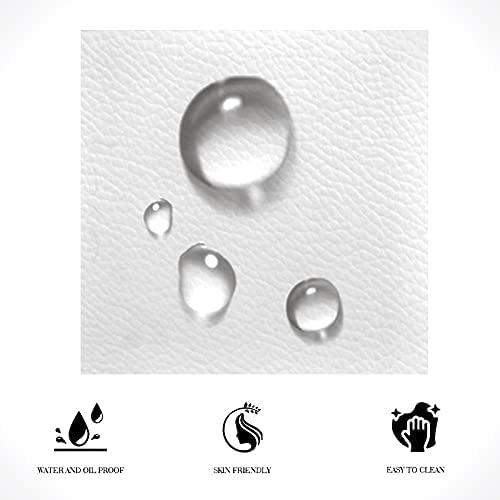 Allewie Full Size Bed Frame With Iron Piece Decor, Faux Leather Upholstered Platform Bed With Adjustable Headboard & Strong Wooden Slats, No Box Spring Needed, White #TOP5