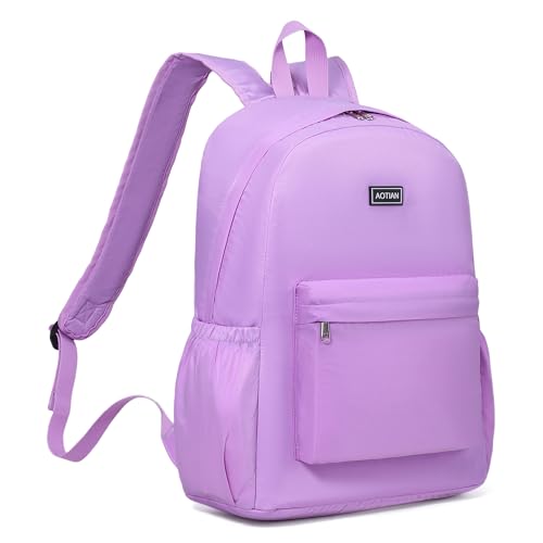 Image of AOTIAN Durable 17-Inch Water-Resistant Nylon Backpack - Lightweight Daypack for Men & Women, Perfect for Travel, Camping & Outdoor Adventures, Light Purple