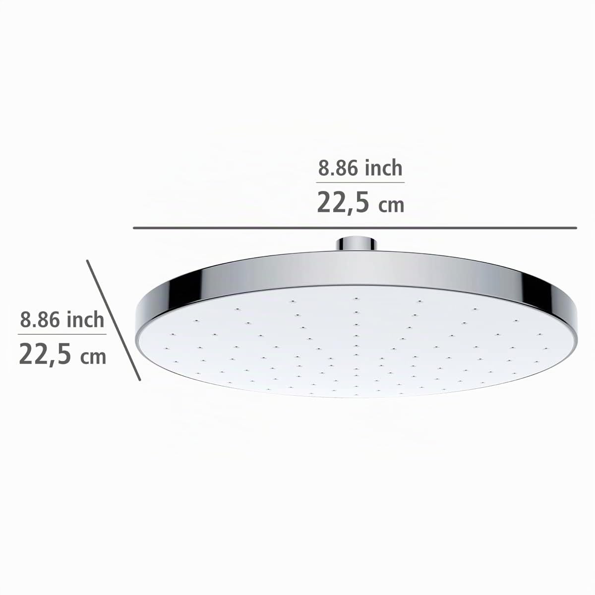 WENKO Regenduschkopf Automatic Cleaning - Anti-Kalk Universal-Kopfbrause mit automatischem Reinigungssystem, Kunststoff (ABS), 22.5 x 22.5 cm, Silber glänzend, Chrom, 24000100