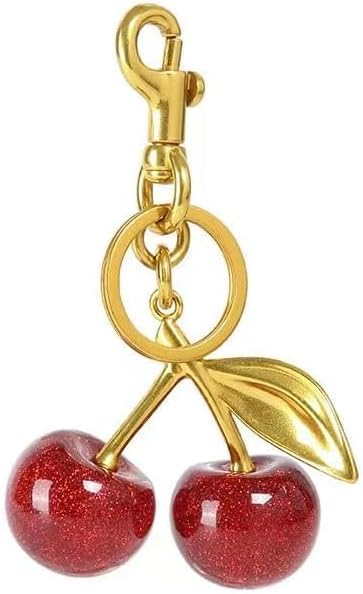 Glitter Cherry Bag Charm with Key Ring and Clip, Cherry Keychain Accessory Purse Charm for Women