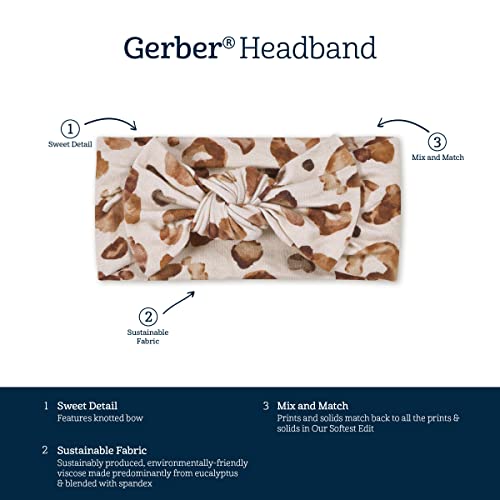 Gerber Baby Girls Buttery Soft Headband With Bow With Viscose Made From Eucalyptus, Leopard, One Size #TOP3
