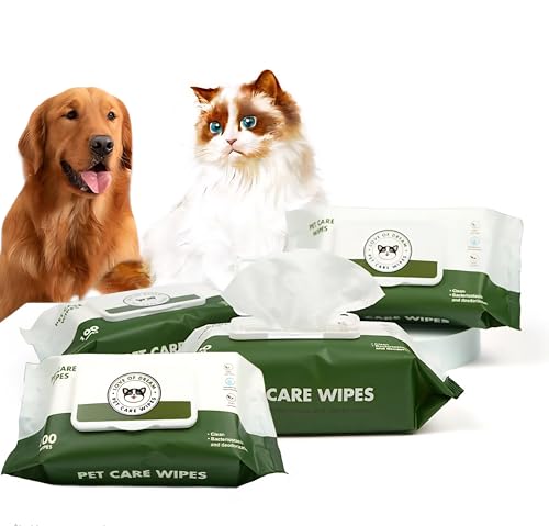 4 pack pet Wipe 400 Pcs Thick Plant Based for Dog or Cat Grooming Bacteriostasis and Deodorizing Wipes for Paws Body and Bum aloevera scented pet wipes (Pack of 400)