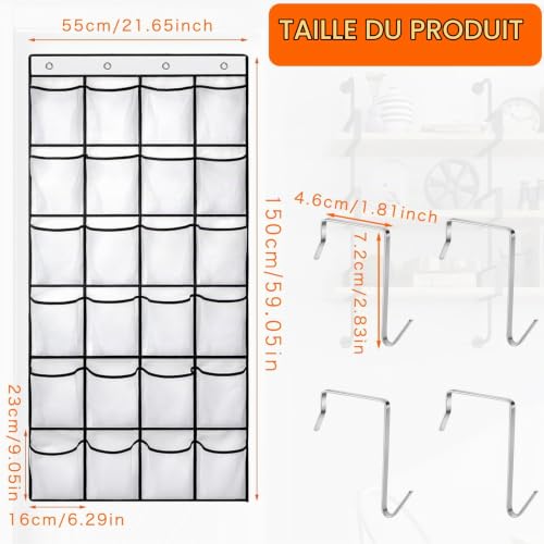 Porte Chaussures Suspendu,Rangement Chaussures Porte,24 Poches Rangement Chaussures Suspendu,Rangement Chaussure à Auspendre,Organiseur de Suspension Multifonction pour Chambre à Coucher Salle de Bain – vue 2