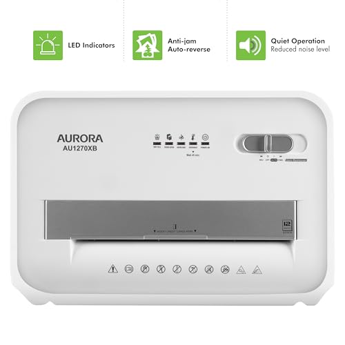 Image of Aurora AU1270XB Professional Grade 12-Sheet Security P-4 Cross-Cut Paper and Credit Card / 20 Minutes Continuous Run Time Shredder