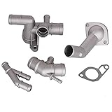 Aluminum Coolant Flange Kit for 1J0121087E VW Audi 1.8T, Cooling Hose Flange Coolant T-Fitting Thermostat Housing Cover Water Distribution Pipe 1J0121087C 06A121121C 06A121133J