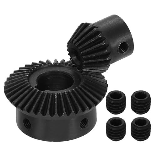 QUARKZMAN 2 Stück Kegelradsatz 1 Modul 1:2 (20Z/40Z) Gehärteter Stahl Geradkegelrad 90 Grad Lenkmotorgetriebe (5mm/14mm Bohrung Mit Keilnut)