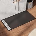Findepot 60" x 32"x 1.3" Zero Threshold SMC Shower Pan for Wheel Chair Access, Rectangle Non-Slip Shower Base with SMC or Stainless Steel End Drain Cover and 3-Sided Aluminum Waterproof Strip, ?Black