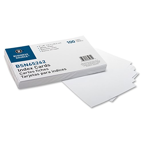 Business Source 65262 Index Cards, Plain, 90lb., 5-Inch x8-Inch...