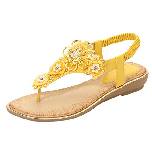 Sandales femmes fleur d'été cristal perle tongs plage décontractées